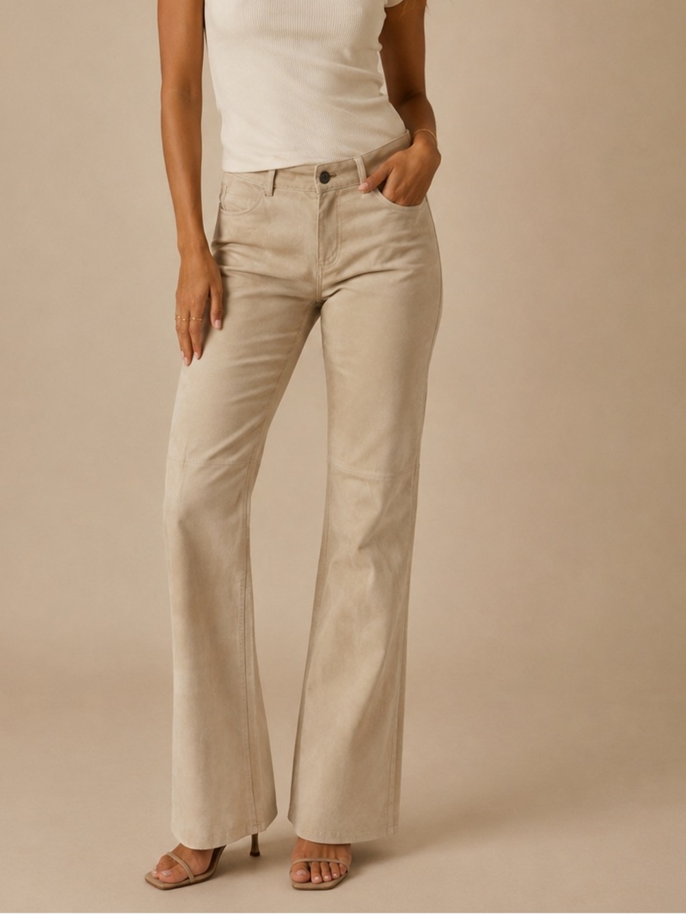 Vintage Hugo Buscati Collection Tan Genuine Leather Pants Size 2